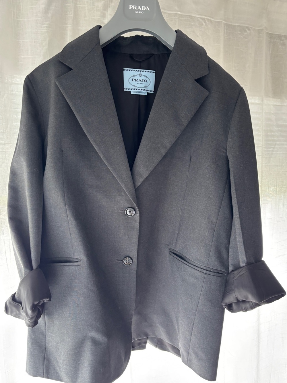 Prada Women's Blazer in Charcoal Grey - Picture 3 of 12